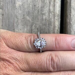925 Silver Halo Ring with Pavé Accents